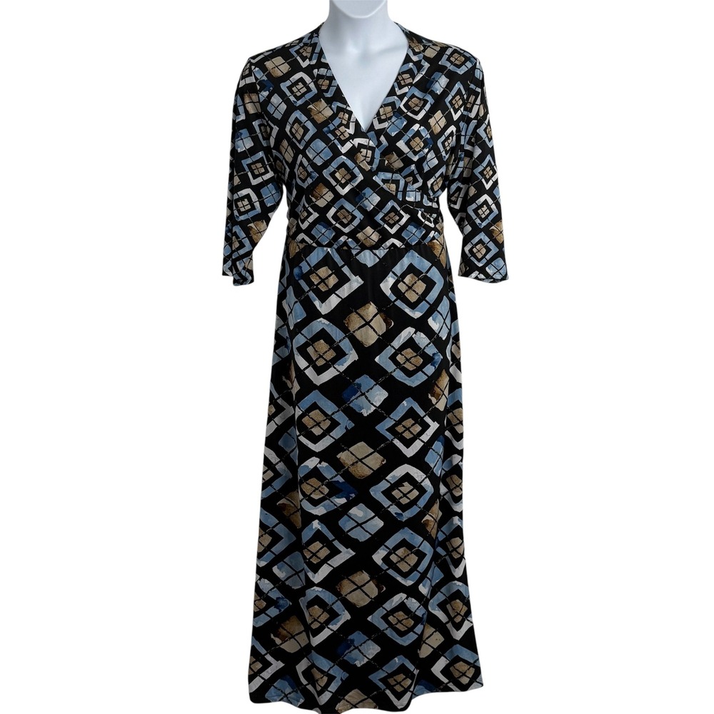 Cato Woman's Geometric Diamond Print Wrap Maxi Dress